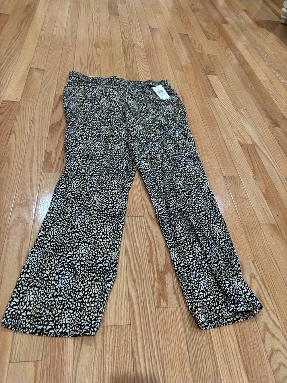 Black & Cream Printed Wide-Leg Trousers
